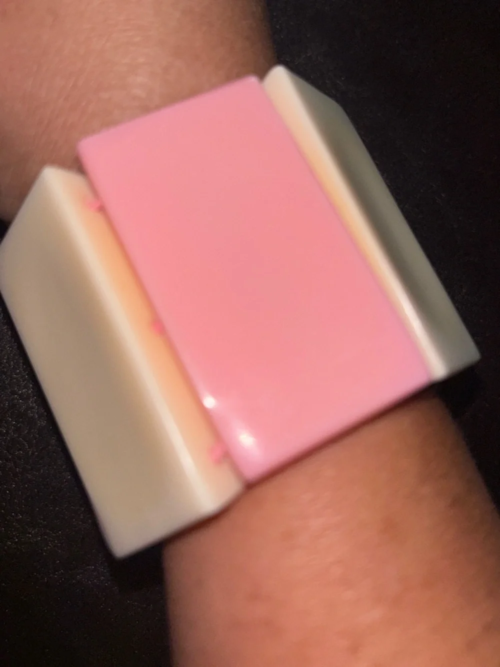 Pink & Cream Stretch Resin acrylic Bracelet vintage bracelet